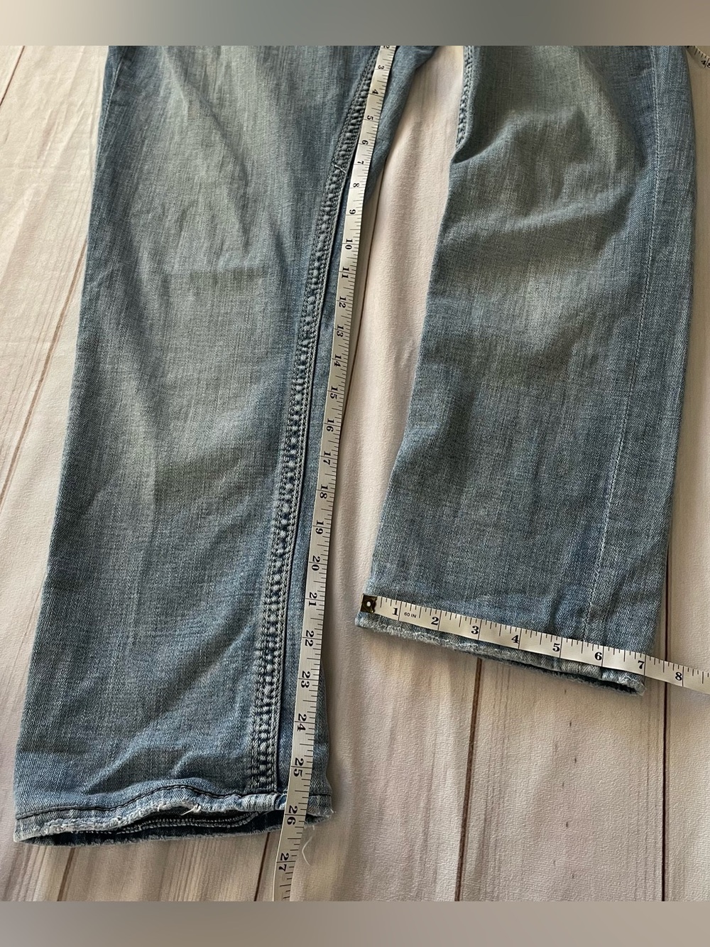 BKE Alec Jeans Men’s 32x32 (actual 32x26) Hemmed Whiskering Distressed Casual - Picture 14 of 16